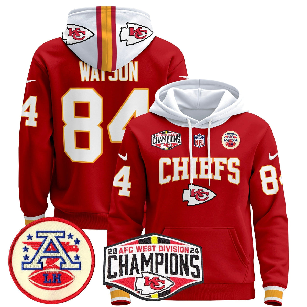 KC 2024 AFC West Division Champions Pullover Hoodie - Stitched