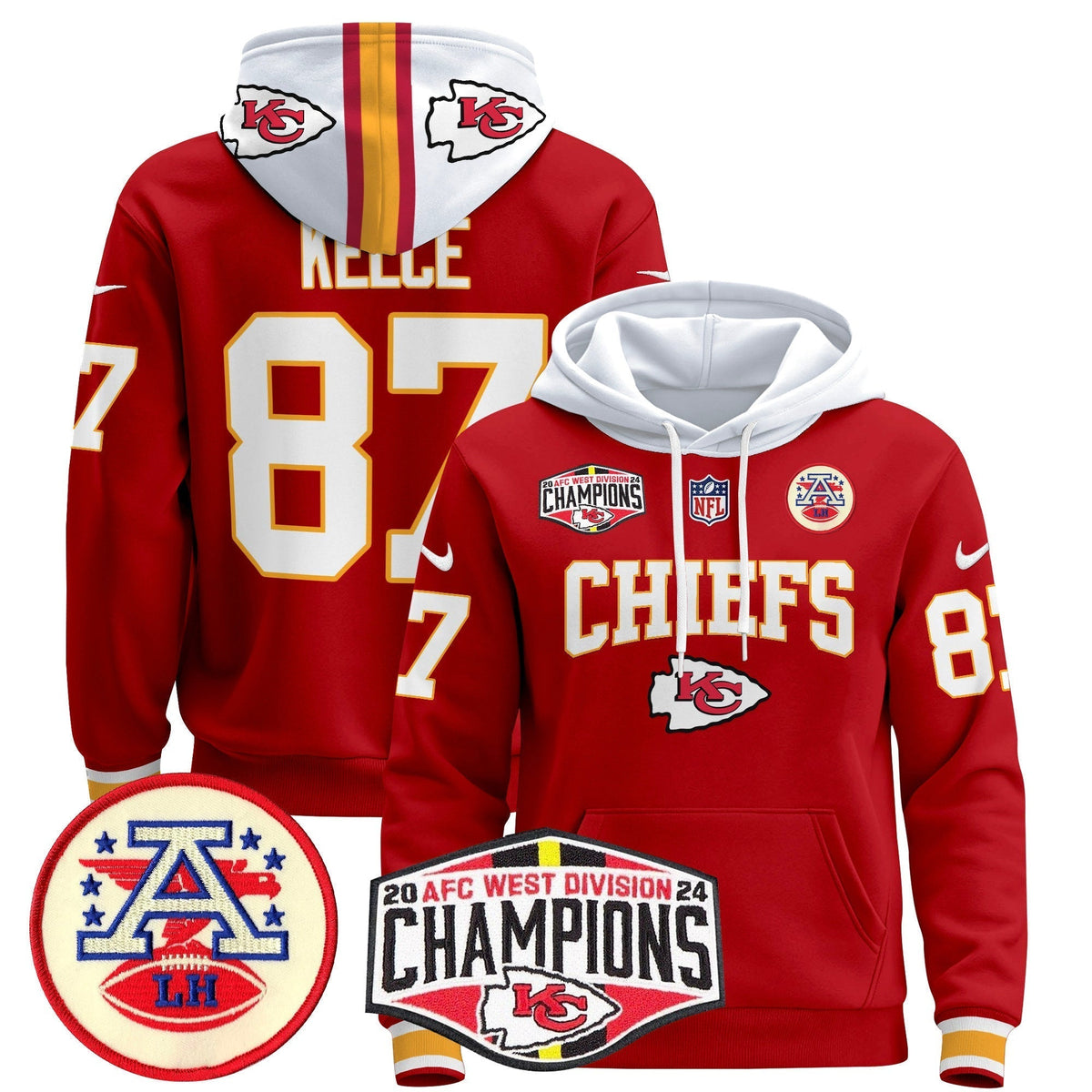 KC 2024 AFC West Division Champions Pullover Hoodie - Stitched