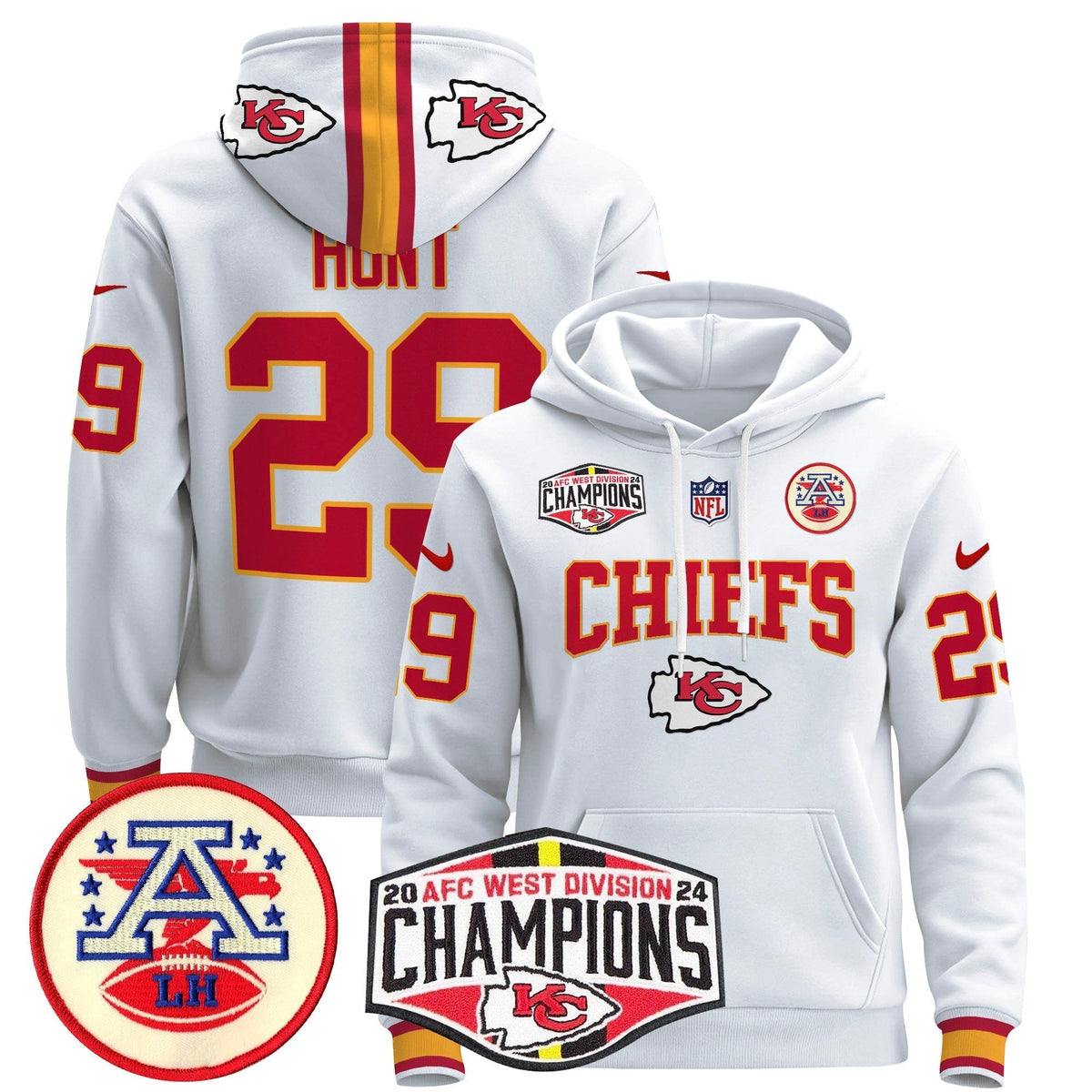 KC 2024 AFC West Division Champions Pullover Hoodie - Stitched