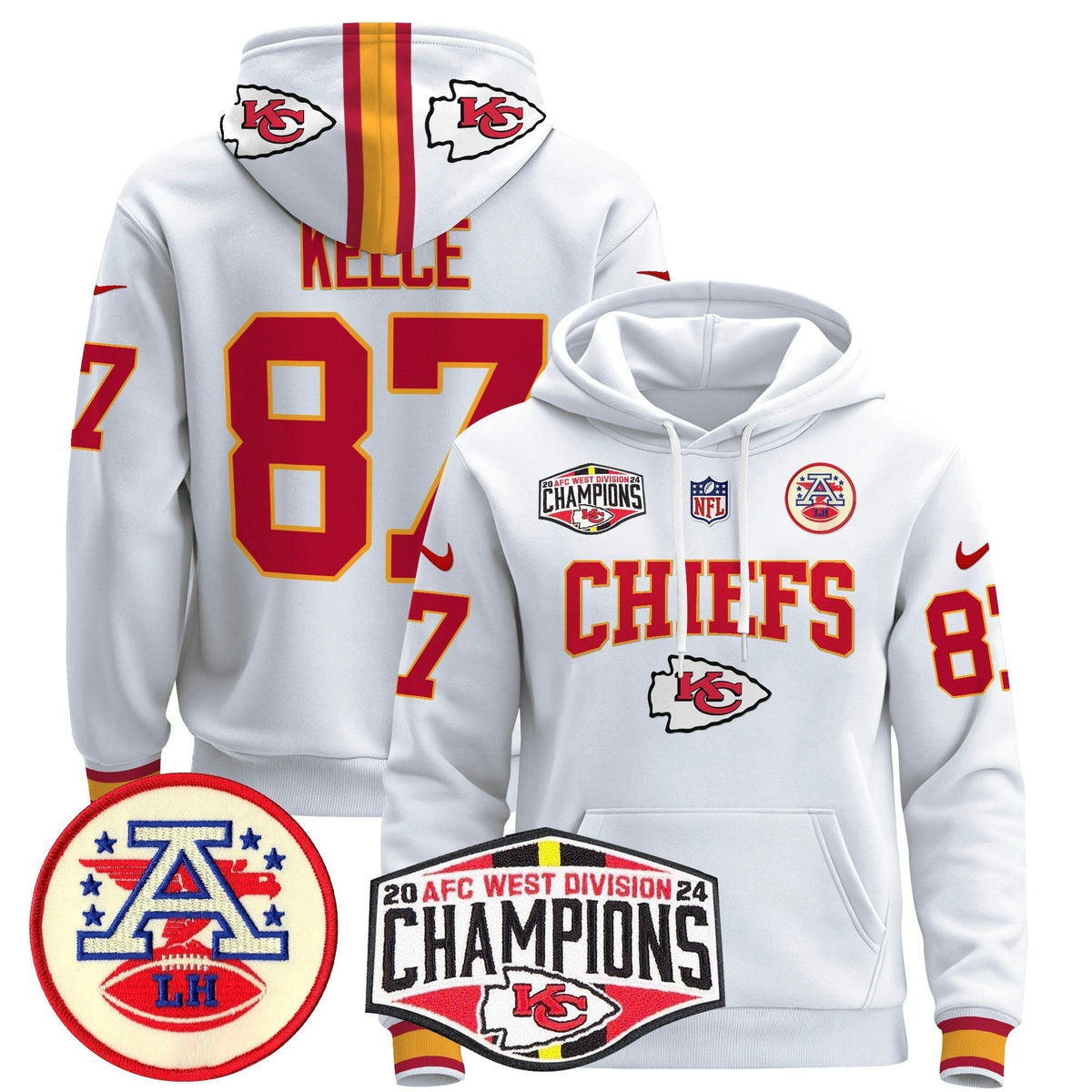 KC 2024 AFC West Division Champions Pullover Hoodie - Stitched