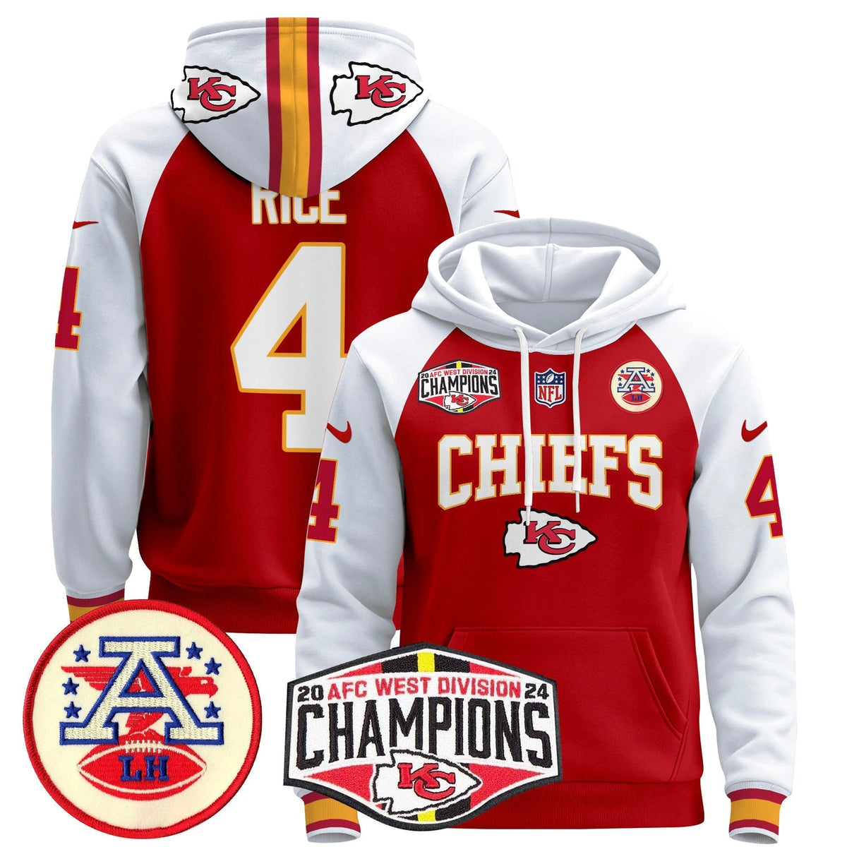 KC 2024 AFC West Division Champions Pullover Hoodie - Stitched