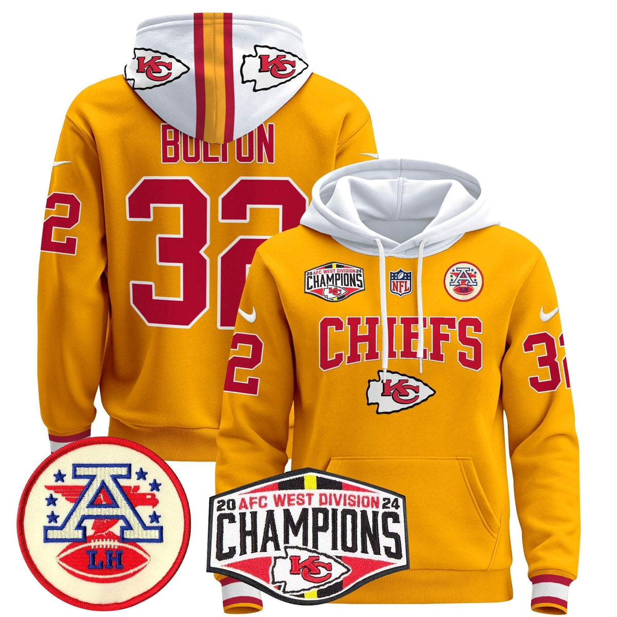 KC 2024 AFC West Division Champions Pullover Hoodie - Stitched