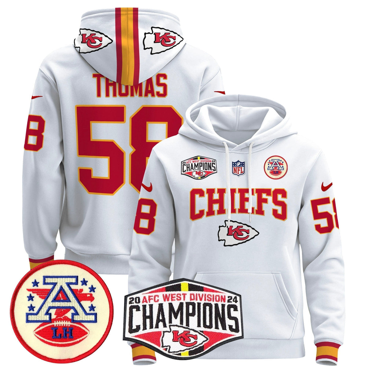 KC 2024 AFC West Division Champions Pullover Hoodie - Stitched