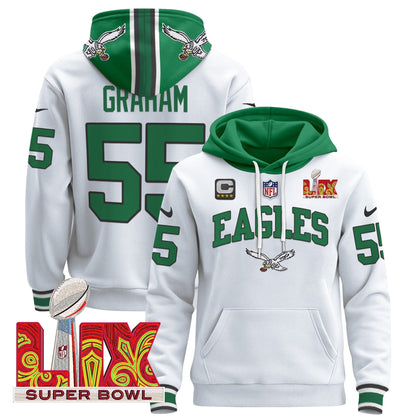 PHI Super Bowl LIX Patch Pullover Hoodie - Stitched