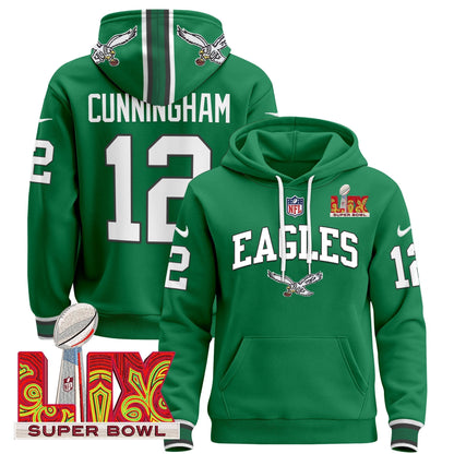 PHI Super Bowl LIX Patch Pullover Hoodie - Stitched