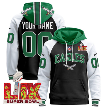 PHI Super Bowl LIX Patch Custom Pullover Hoodie - Stitched