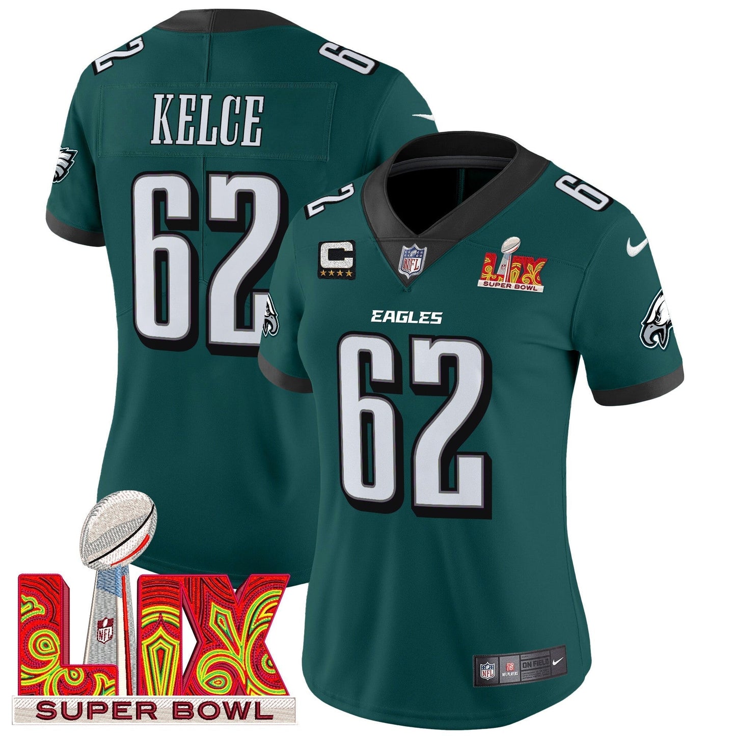 Women's PHI Super Bowl LIX Patch Vapor Limited Jersey - All Stitched