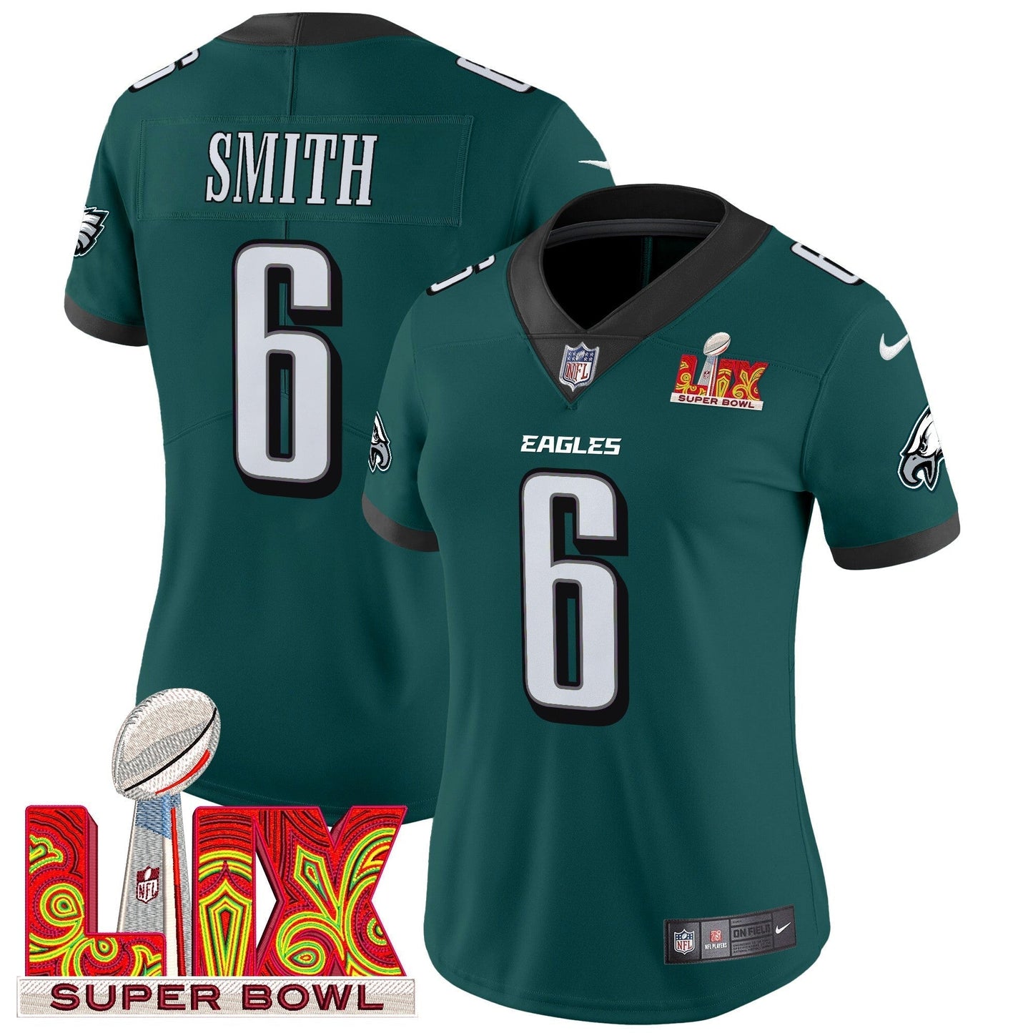 Women's PHI Super Bowl LIX Patch Vapor Limited Jersey - All Stitched