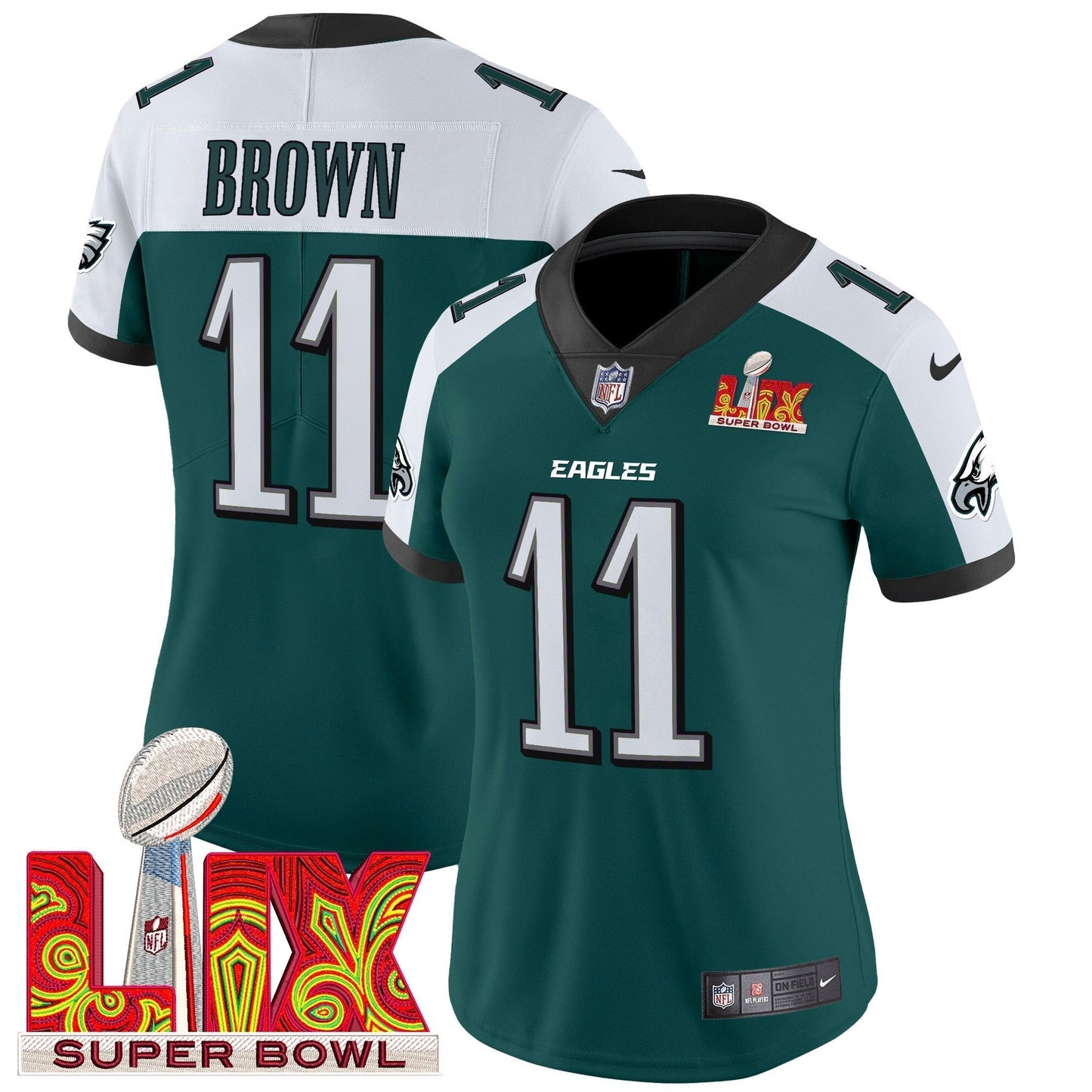 Women's PHI Super Bowl LIX Patch Vapor Limited Jersey - All Stitched