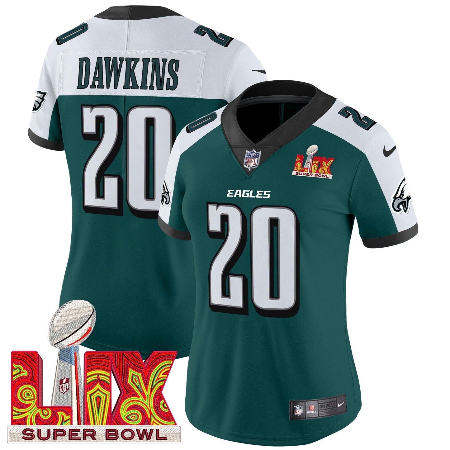 Women's PHI Super Bowl LIX Patch Vapor Limited Jersey - All Stitched