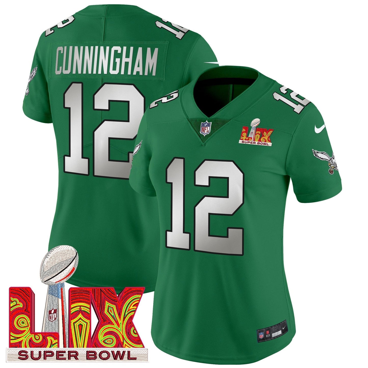 Women's PHI Super Bowl LIX Patch Vapor Limited Jersey - All Stitched
