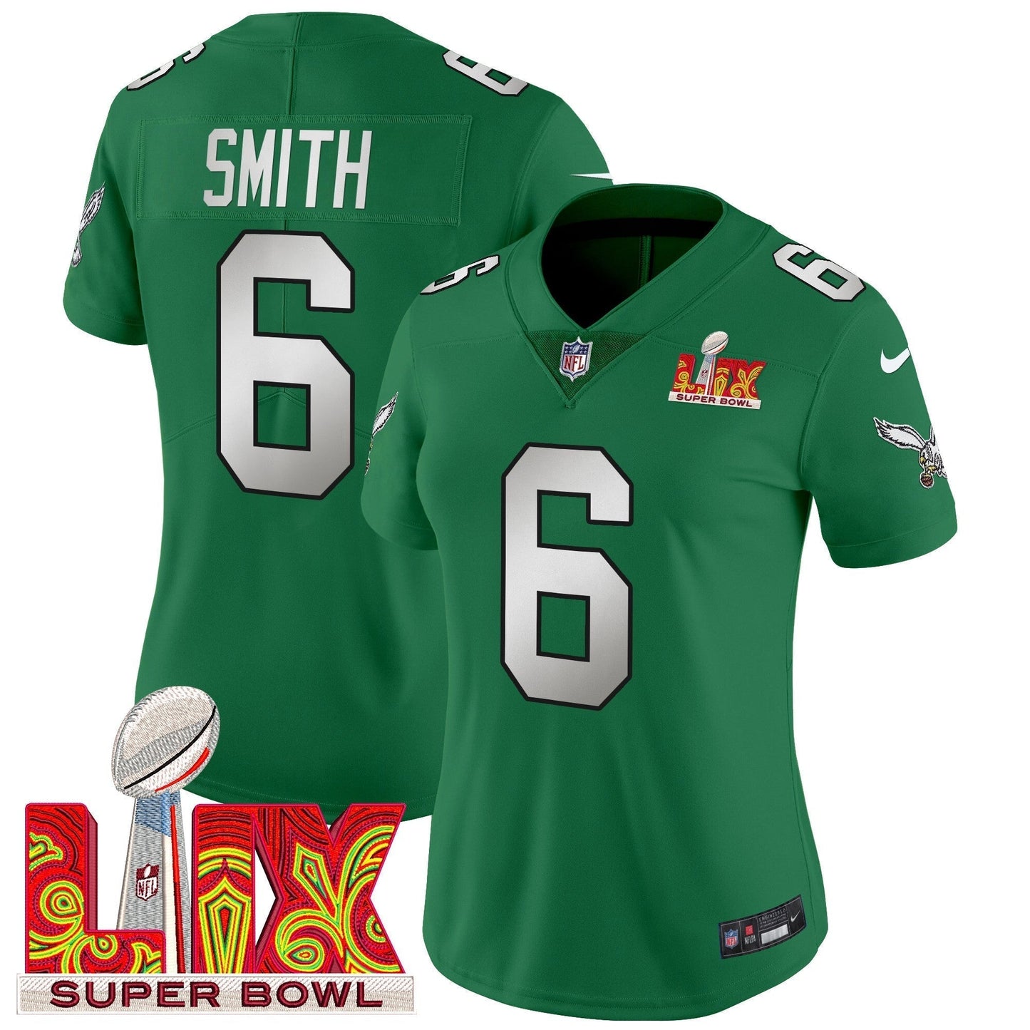 Women's PHI Super Bowl LIX Patch Vapor Limited Jersey - All Stitched