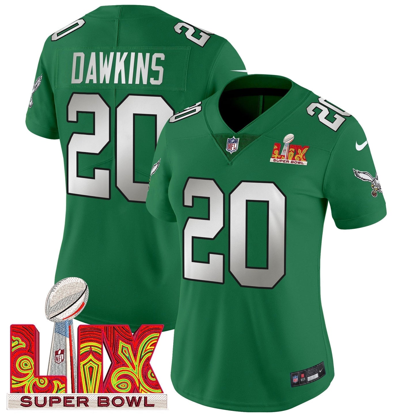 Women's PHI Super Bowl LIX Patch Vapor Limited Jersey - All Stitched