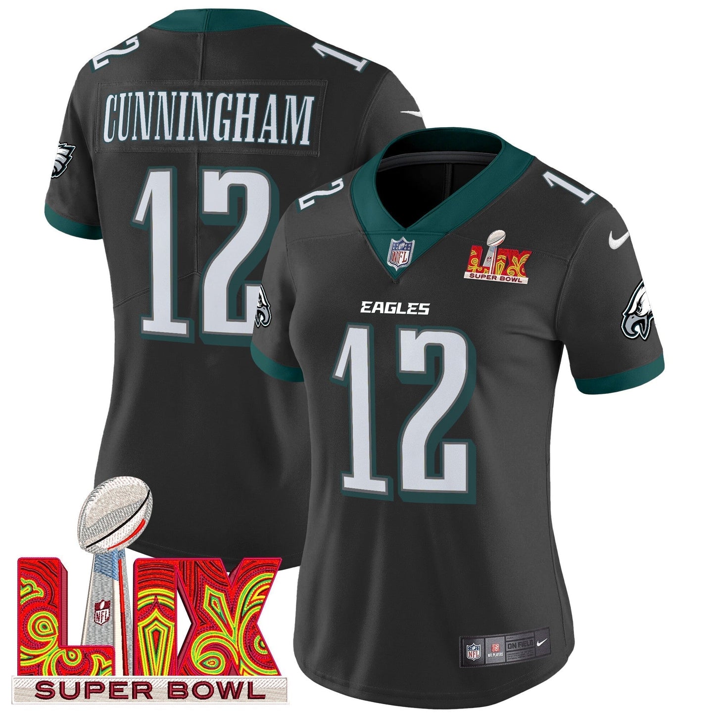 Women's PHI Super Bowl LIX Patch Vapor Limited Jersey - All Stitched