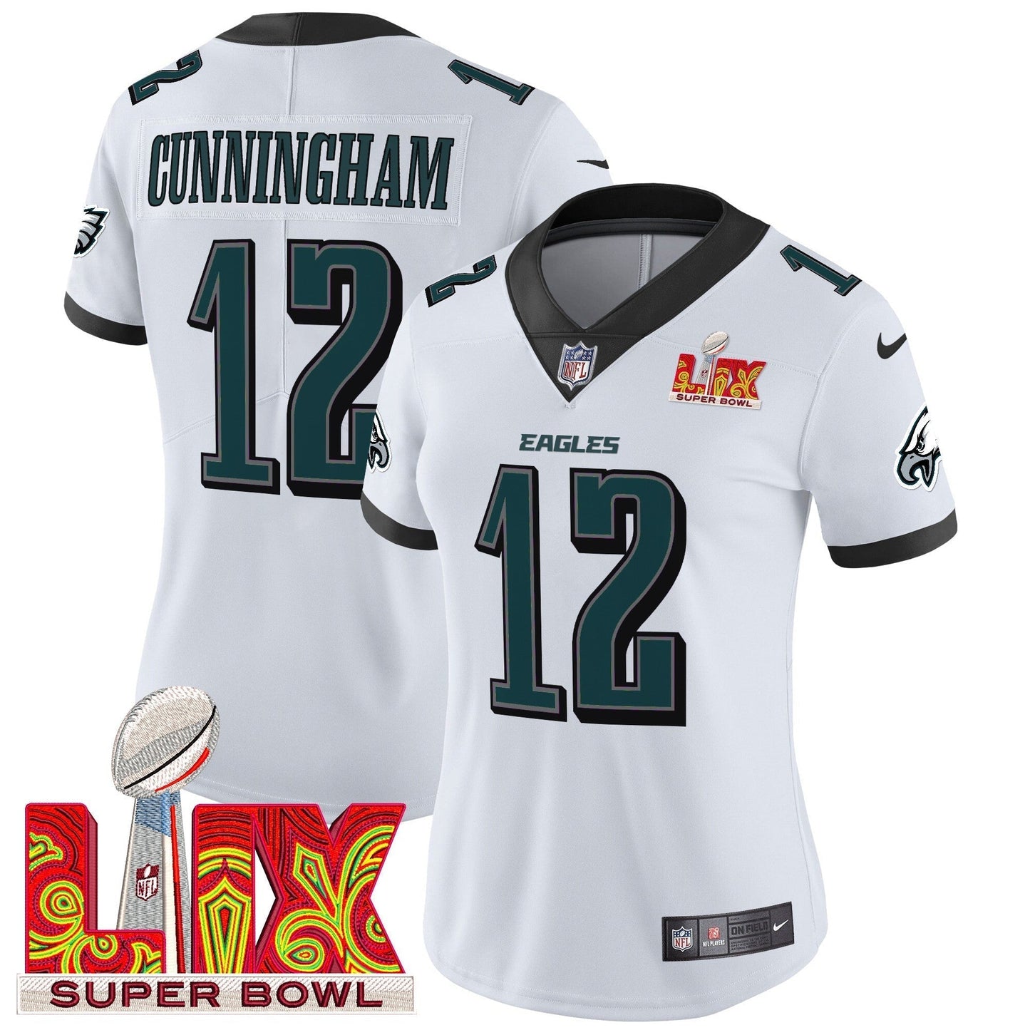 Women's PHI Super Bowl LIX Patch Vapor Limited Jersey - All Stitched