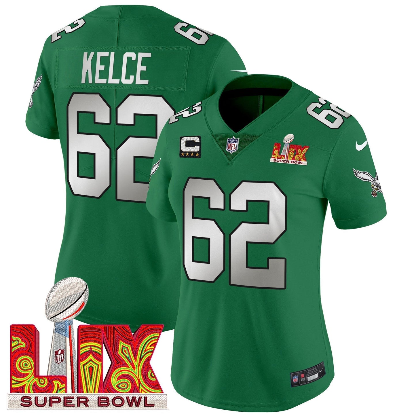 Women's PHI Super Bowl LIX Patch Vapor Limited Jersey - All Stitched