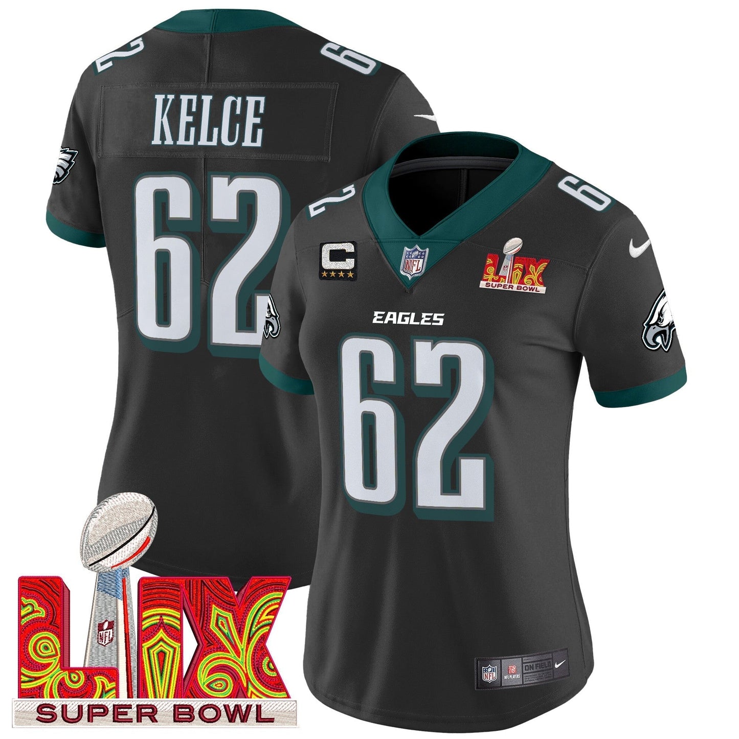 Women's PHI Super Bowl LIX Patch Vapor Limited Jersey - All Stitched