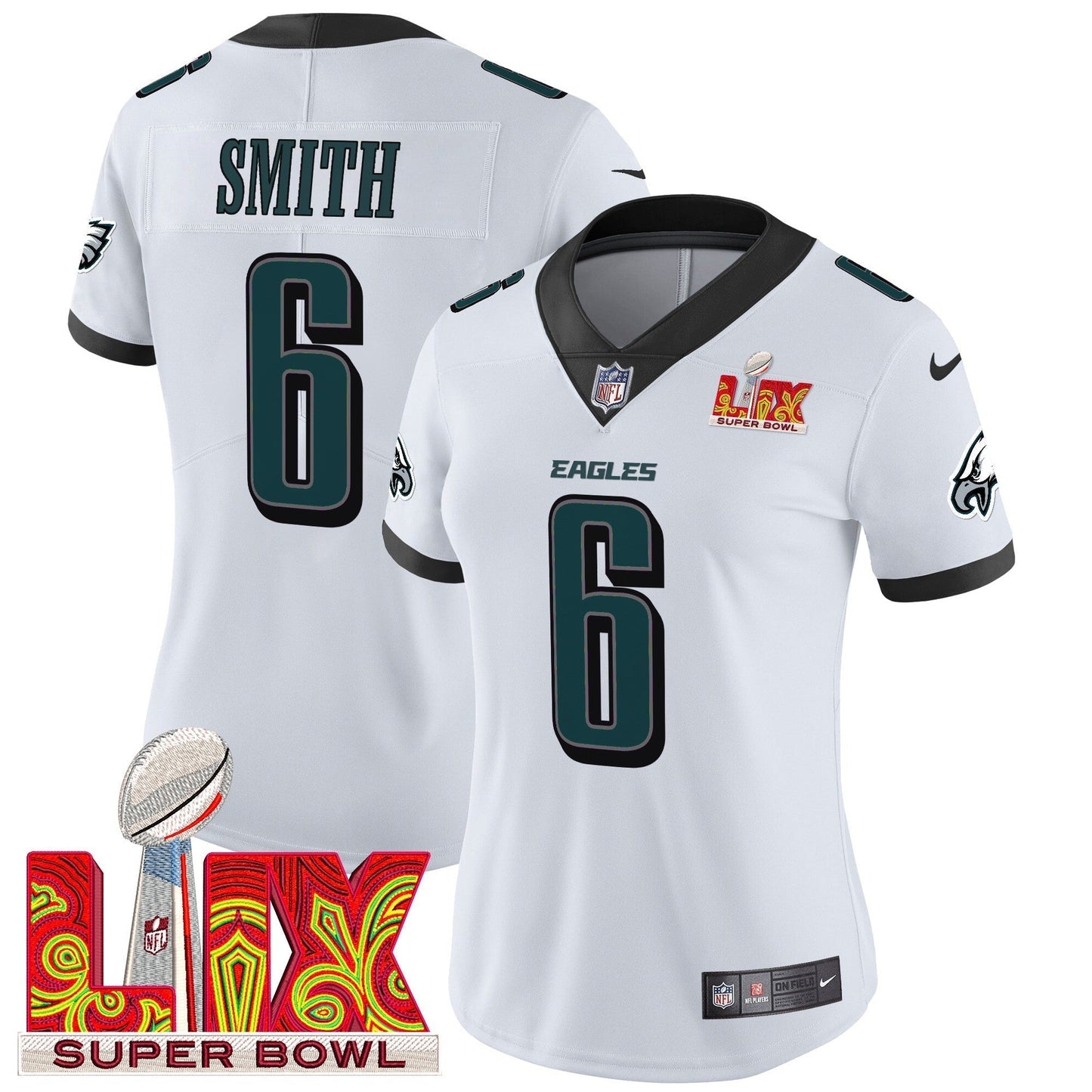 Women's PHI Super Bowl LIX Patch Vapor Limited Jersey - All Stitched