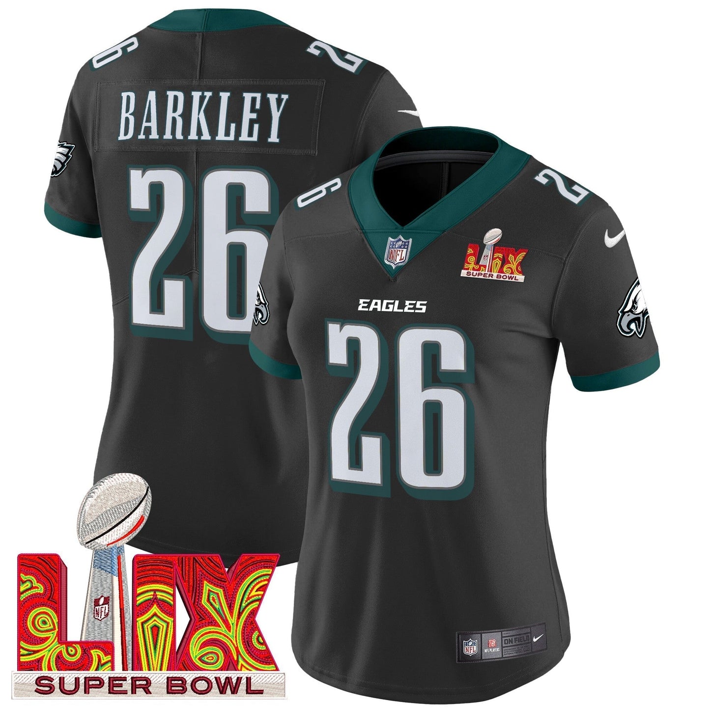 Women's PHI Super Bowl LIX Patch Vapor Limited Jersey - All Stitched