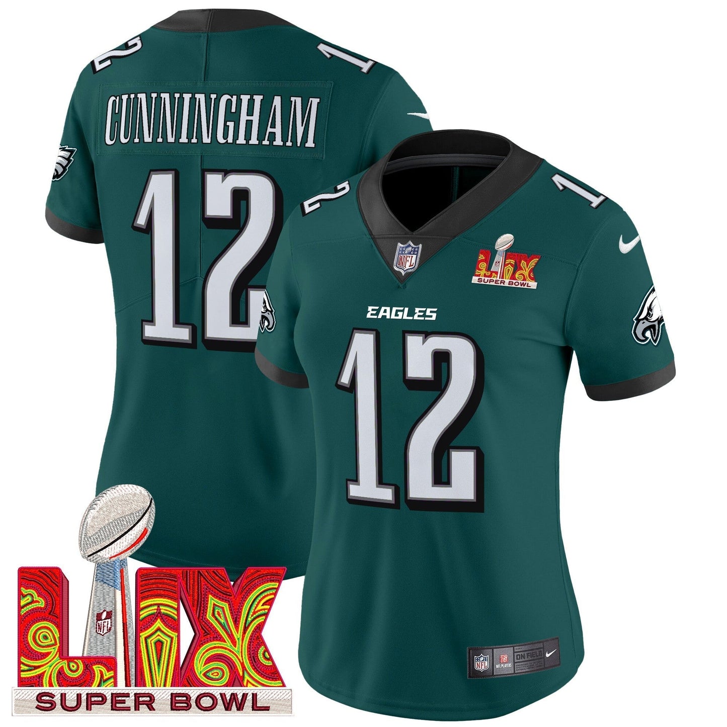 Women's PHI Super Bowl LIX Patch Vapor Limited Jersey - All Stitched