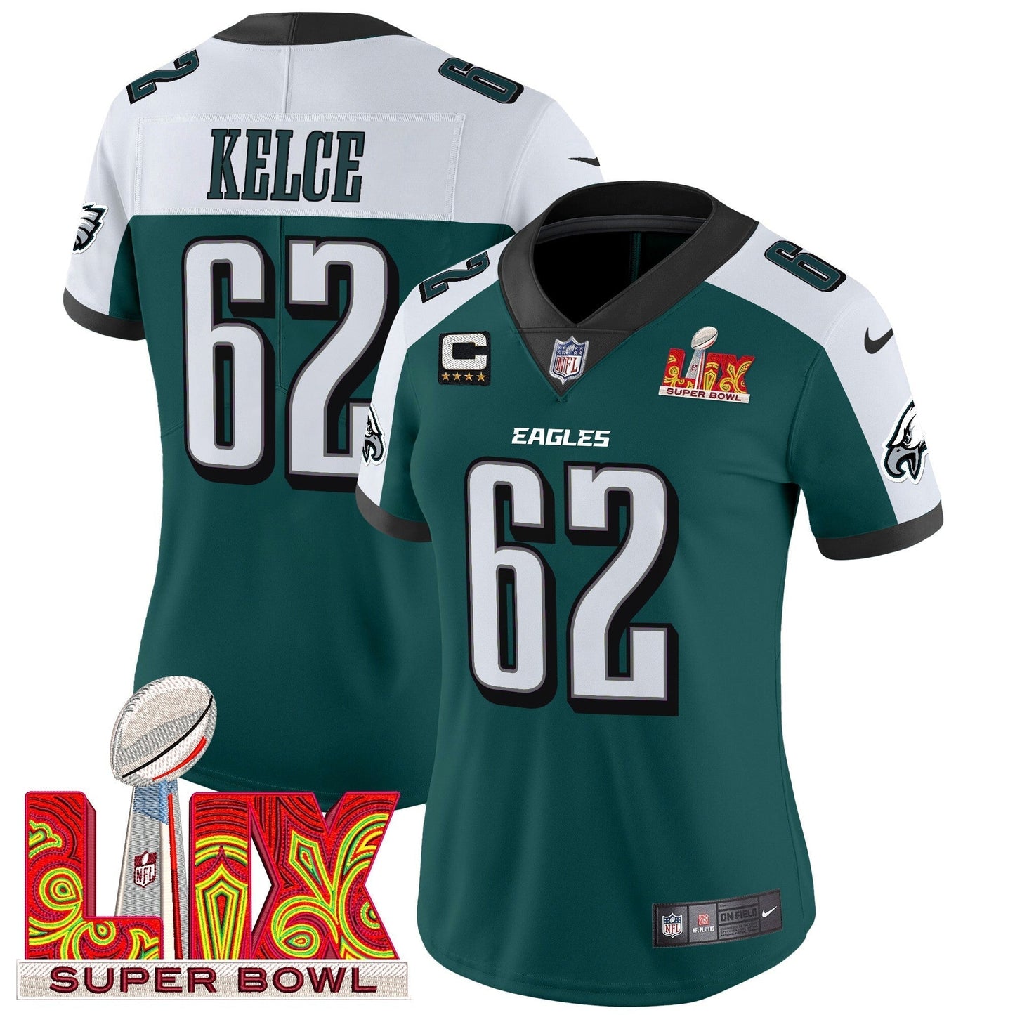 Women's PHI Super Bowl LIX Patch Vapor Limited Jersey - All Stitched