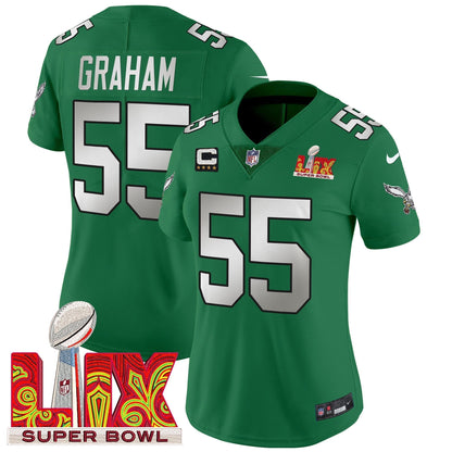 Women's PHI Super Bowl LIX Patch Vapor Limited Jersey - All Stitched