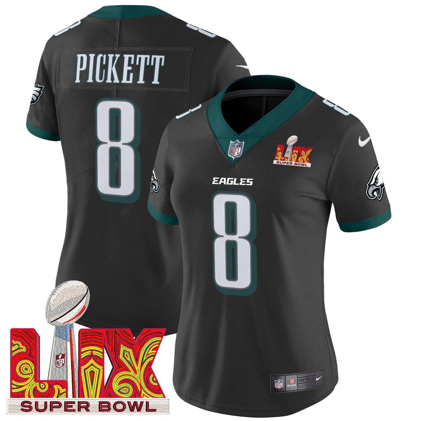 Women's PHI Super Bowl LIX Patch Vapor Limited Jersey - All Stitched