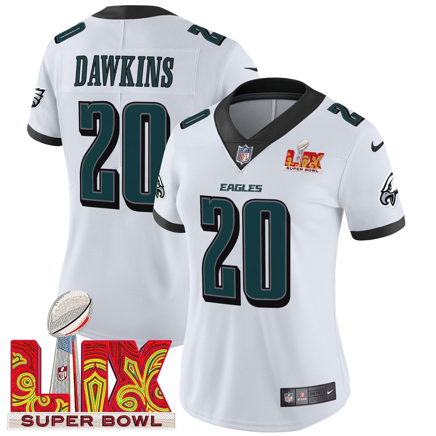 Women's PHI Super Bowl LIX Patch Vapor Limited Jersey - All Stitched