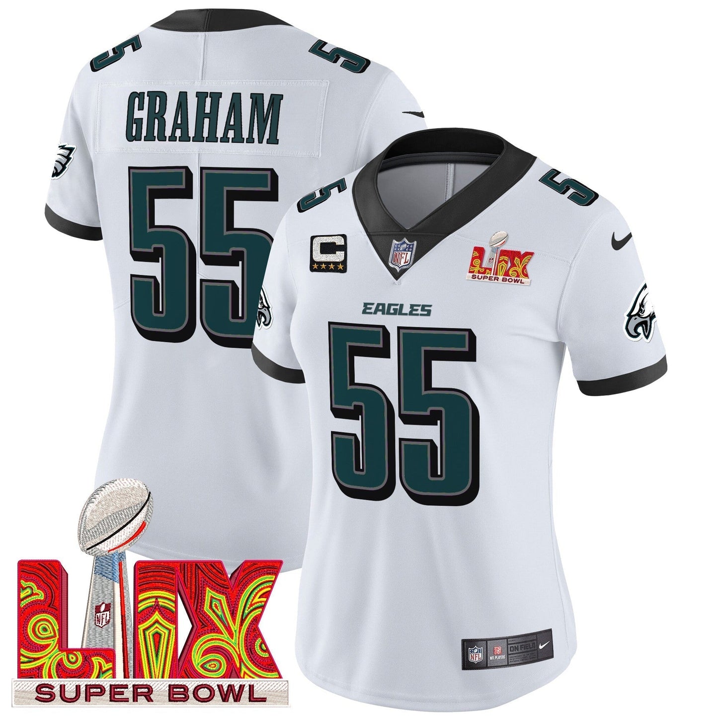 Women's PHI Super Bowl LIX Patch Vapor Limited Jersey - All Stitched