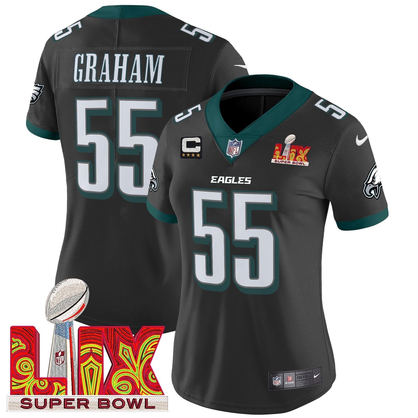 Women's PHI Super Bowl LIX Patch Vapor Limited Jersey - All Stitched