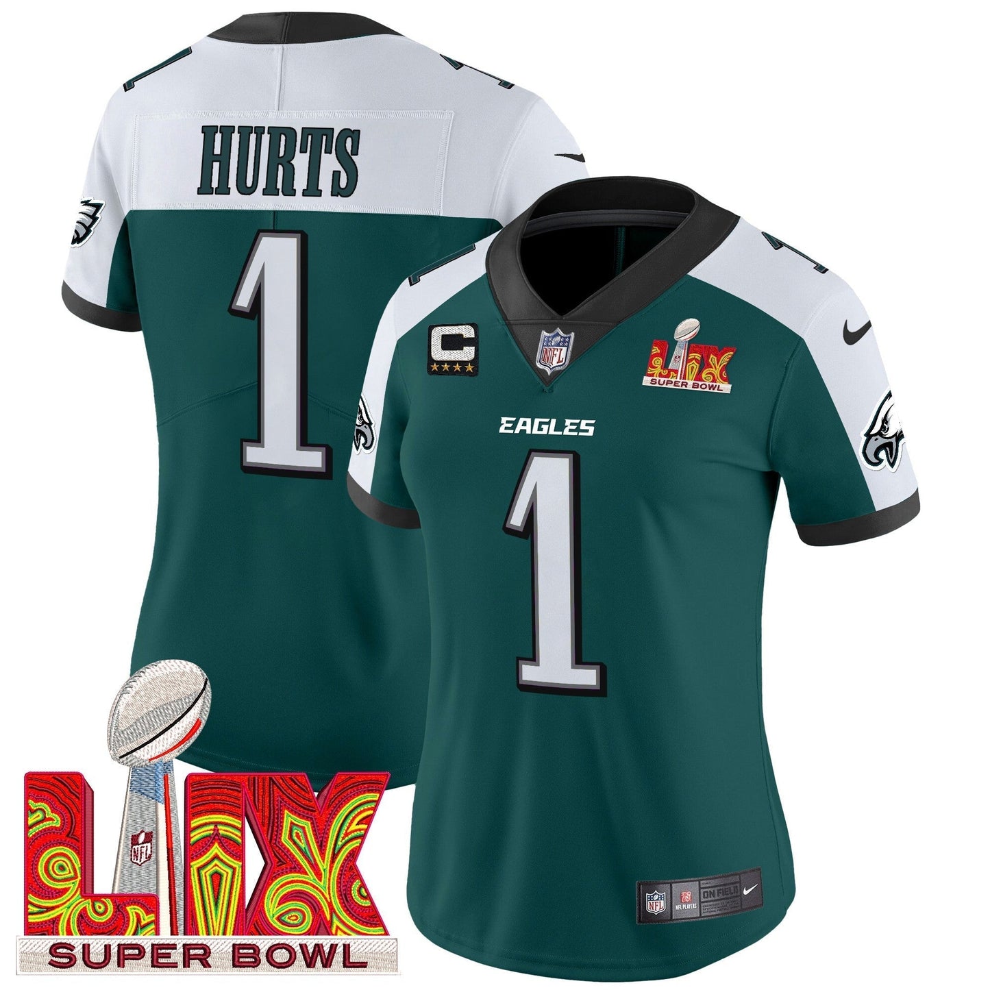Women's PHI Super Bowl LIX Patch Vapor Limited Jersey - All Stitched