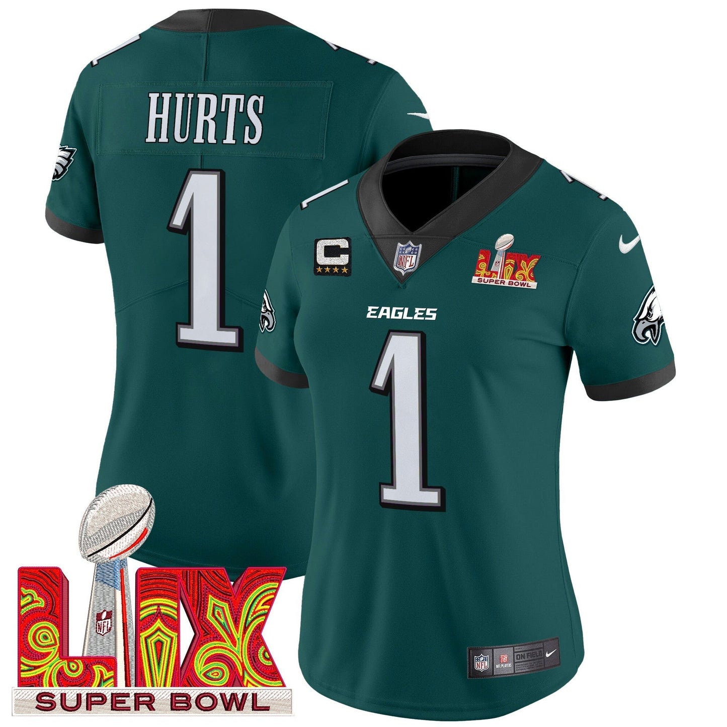Women's PHI Super Bowl LIX Patch Vapor Limited Jersey - All Stitched