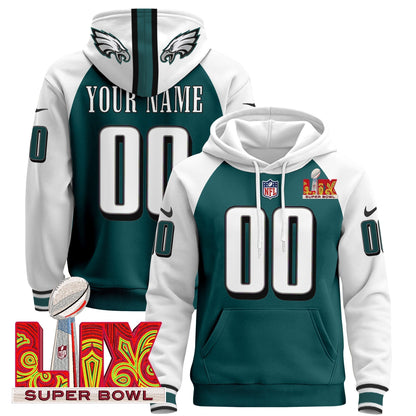 PHI Super Bowl LIX Patch Custom Pullover Hoodie - Stitched