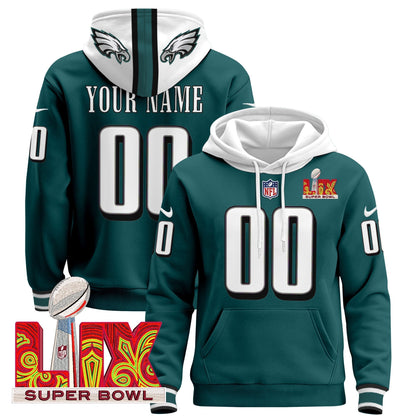 PHI Super Bowl LIX Patch Custom Pullover Hoodie - Stitched