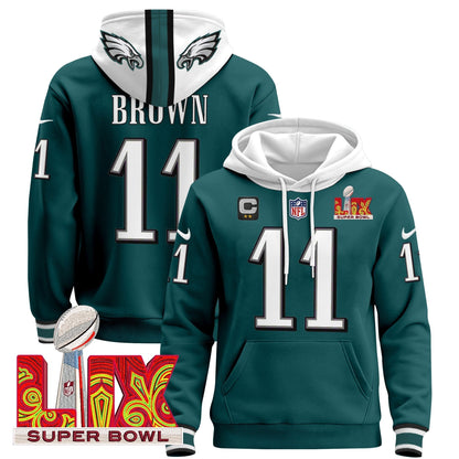 PHI Super Bowl LIX Patch Pullover Hoodie - Stitched