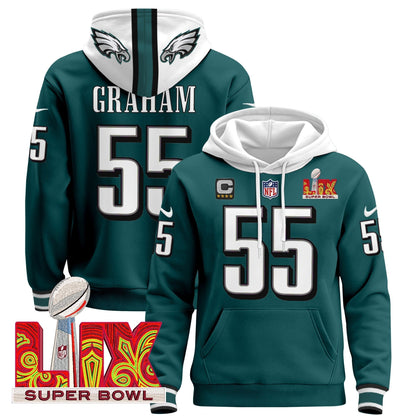 PHI Super Bowl LIX Patch Pullover Hoodie - Stitched