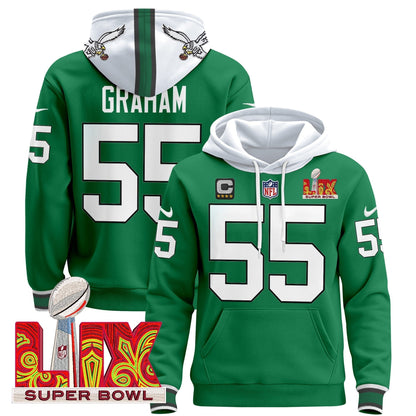 PHI Super Bowl LIX Patch Pullover Hoodie - Stitched