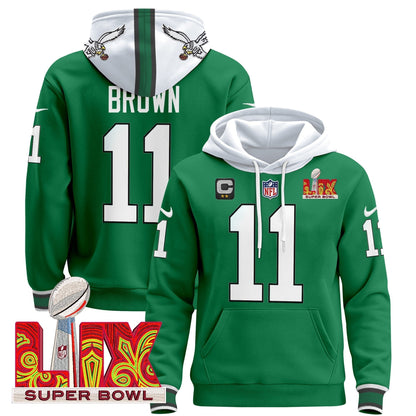 PHI Super Bowl LIX Patch Pullover Hoodie - Stitched