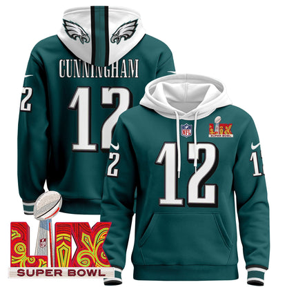 PHI Super Bowl LIX Patch Pullover Hoodie - Stitched