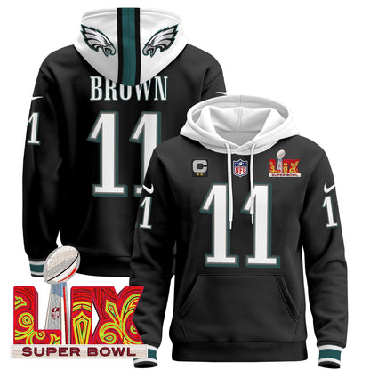 PHI Super Bowl LIX Patch Pullover Hoodie - Stitched