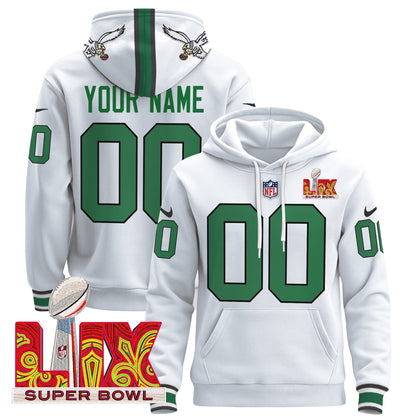 PHI Super Bowl LIX Patch Custom Pullover Hoodie - Stitched