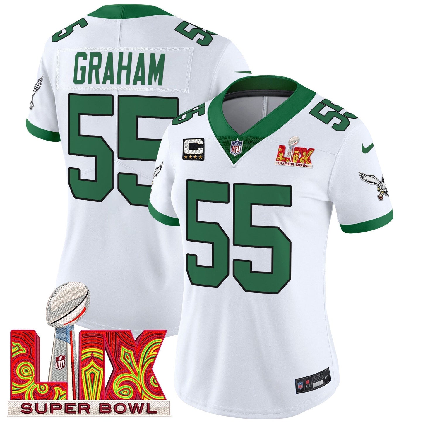 Women's PHI Super Bowl LIX Patch Vapor Limited Jersey - All Stitched