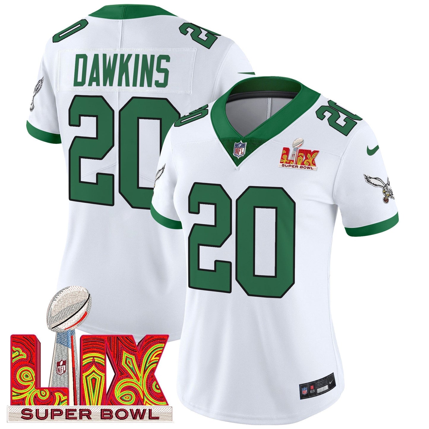 Women's PHI Super Bowl LIX Patch Vapor Limited Jersey - All Stitched