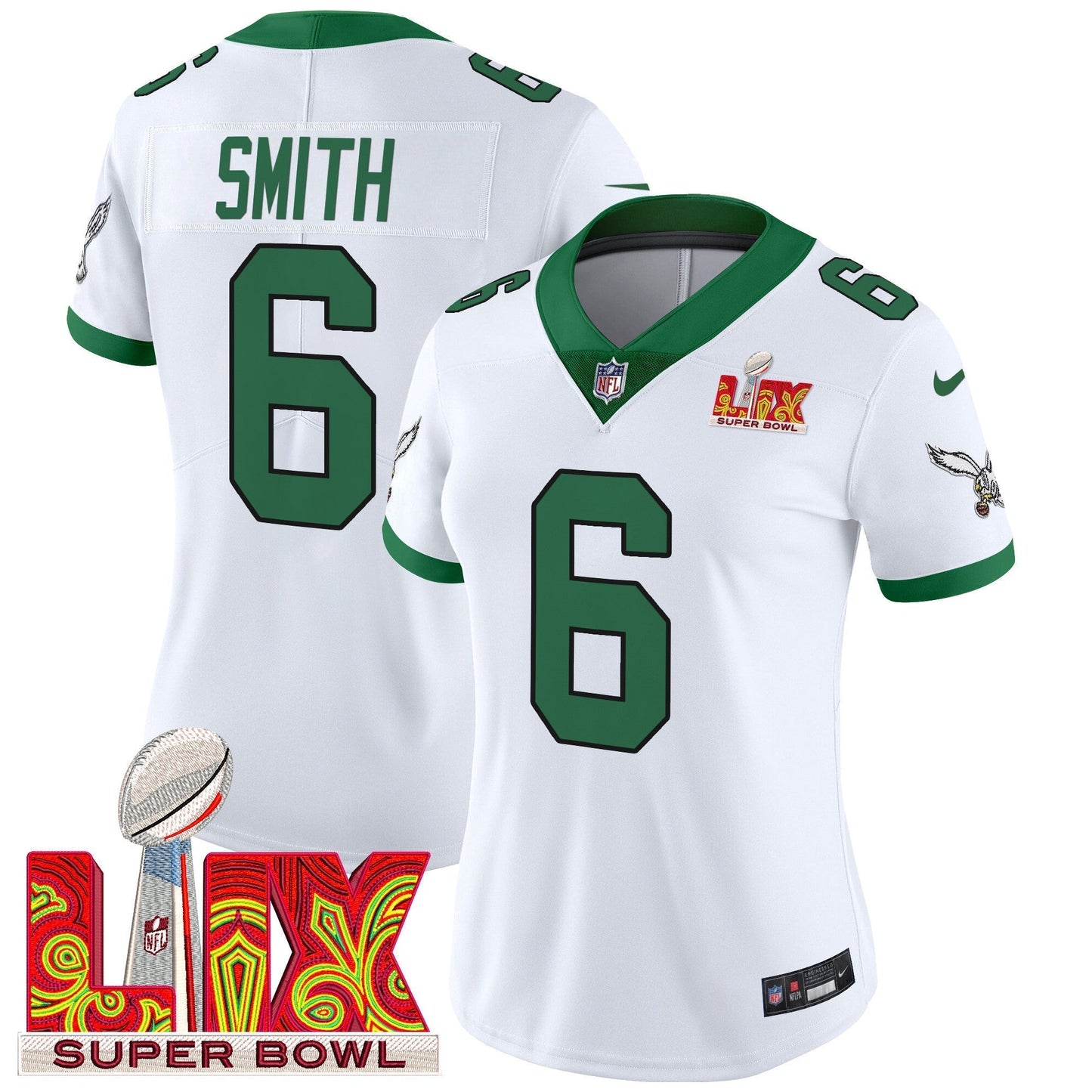 Women's PHI Super Bowl LIX Patch Vapor Limited Jersey - All Stitched