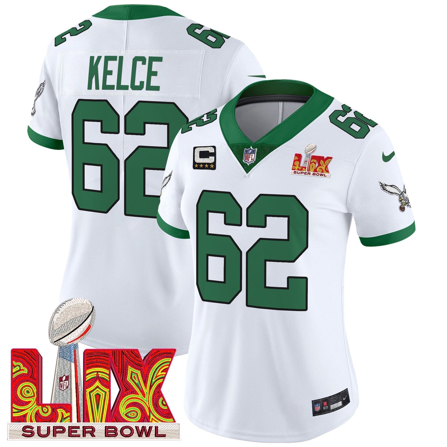 Women's PHI Super Bowl LIX Patch Vapor Limited Jersey - All Stitched
