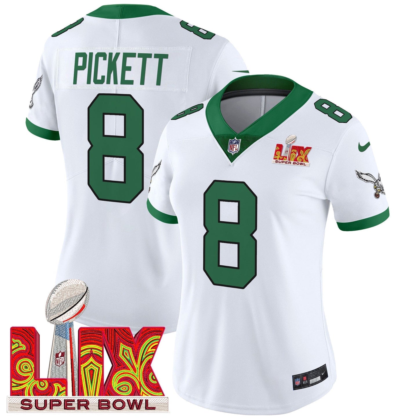 Women's PHI Super Bowl LIX Patch Vapor Limited Jersey - All Stitched