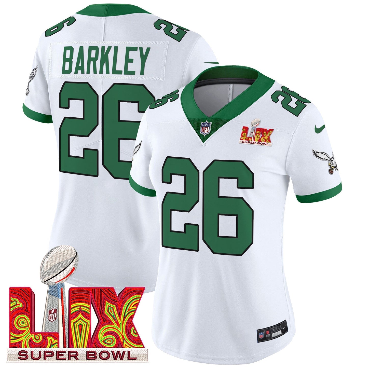 Women's PHI Super Bowl LIX Patch Vapor Limited Jersey - All Stitched