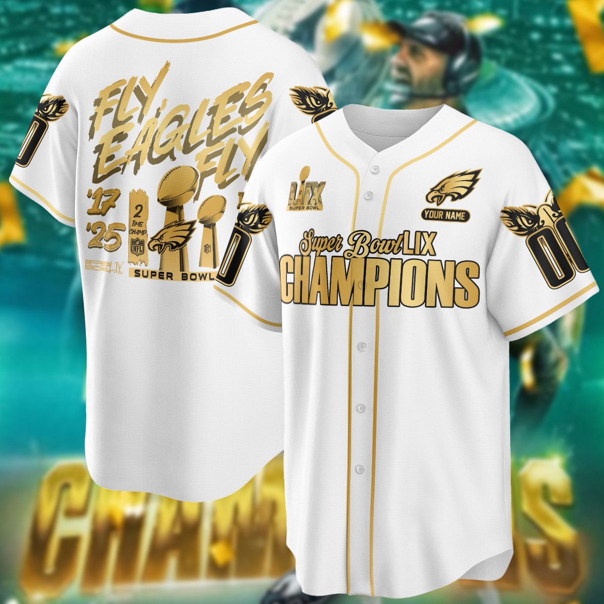 PHI Super Bowl LIX Champions Custom Limited Jersey CN5