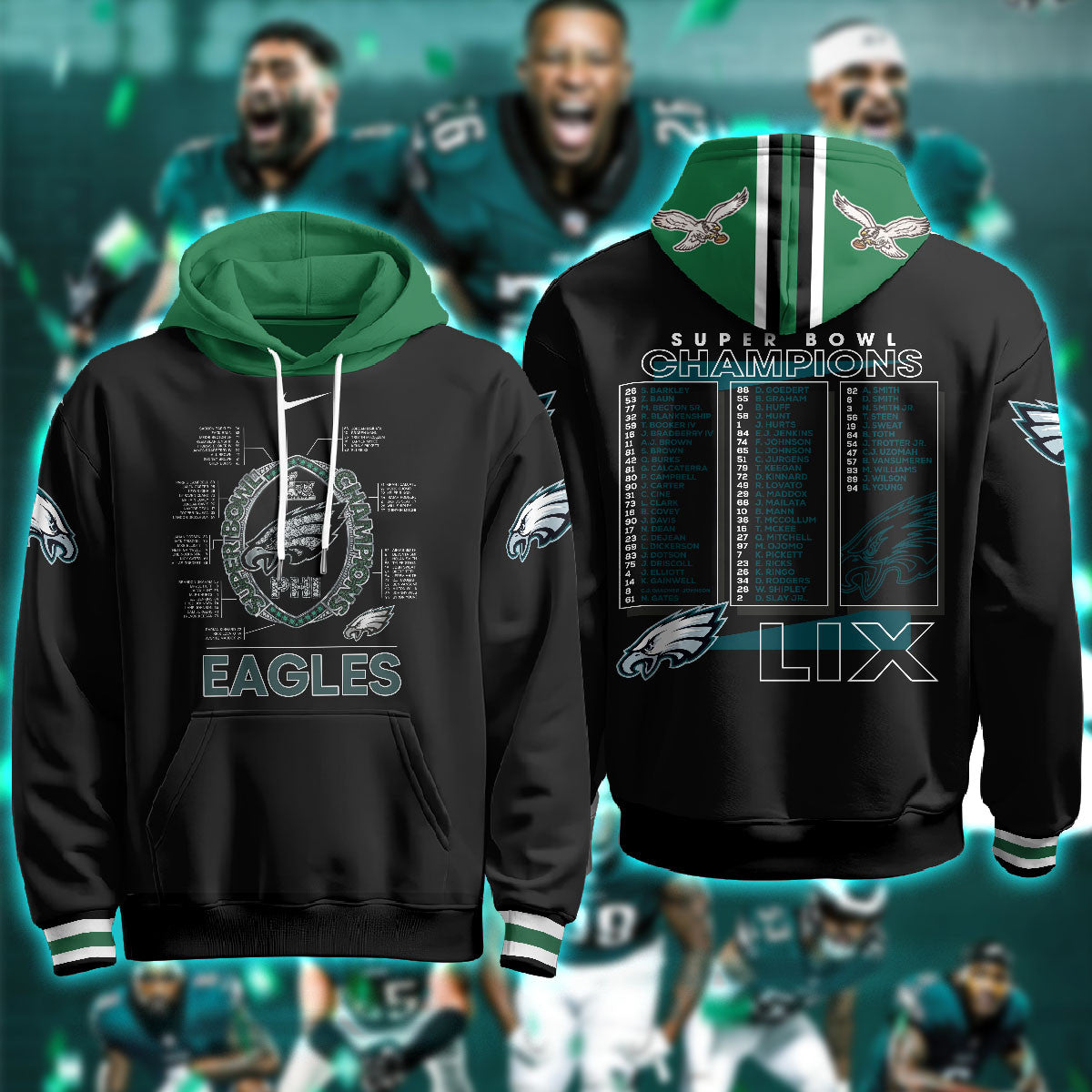 PHI Super Bowl LIX Champions Limited Hoodie N1 - Printed