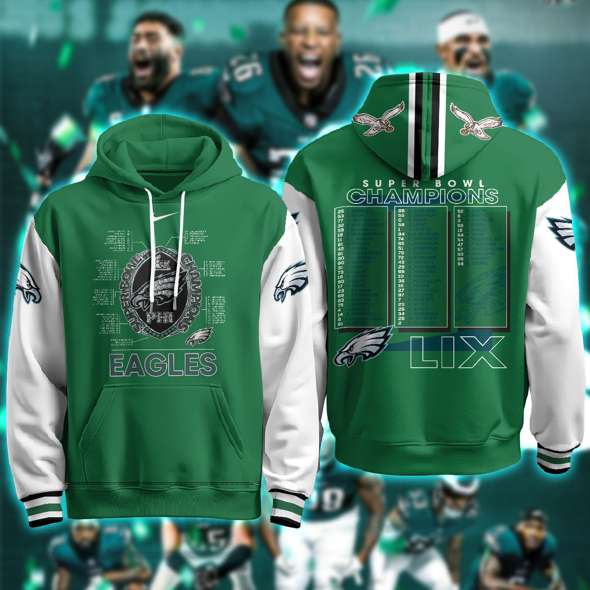 PHI Super Bowl LIX Champions Limited Hoodie N1 - Printed